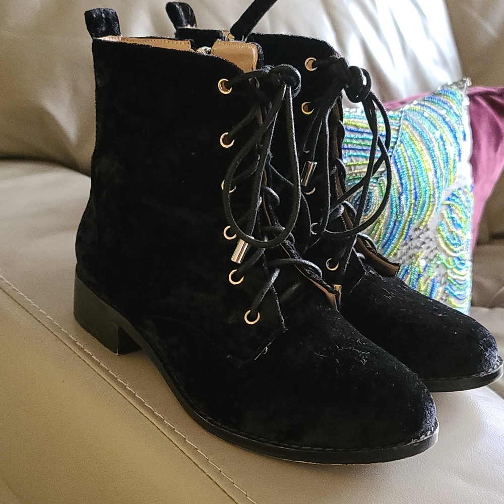 Combat Velvet Boots